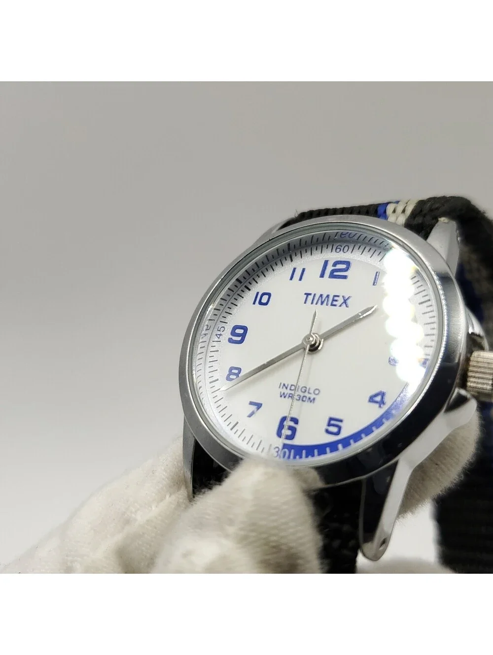 Timex Indiglo Blue Indicator 30mm Womens Watch White Dial New Battery